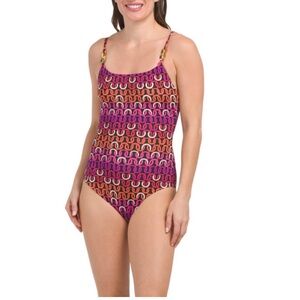 TRINA TURK multi Echo Scoop One-piece Swimsuit 10 NWT